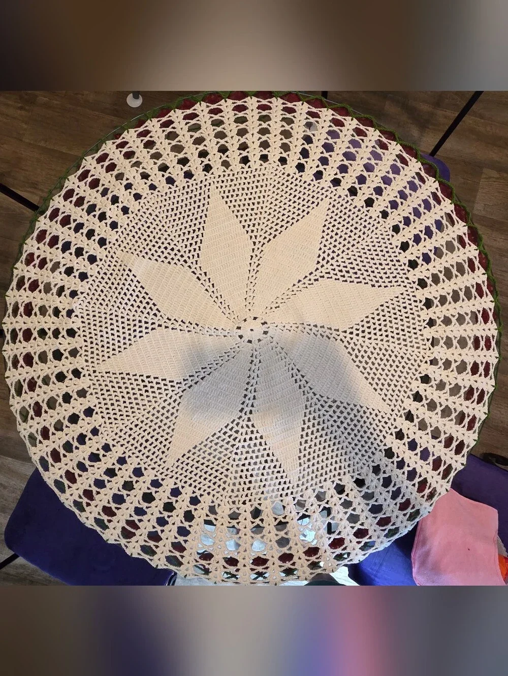 Handmade Cream Crochet Round Table Cover